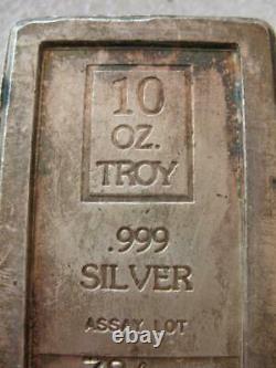 10 Oz. 999 Pure Silver Rare Usvi Amark Stackable Art Bar Assay Lot 784+gold