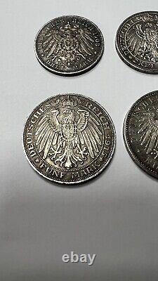 13 lot GERMAN 1911 1915 1904 DEUTSCHES MARK 5, 3, 2, 1 SILVER COINS BAYERN PRINZ