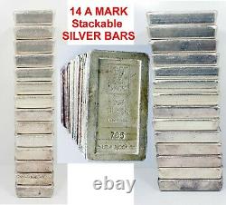 14 LOT RARE Vintage STACKABLE A-Mark 10 OZ. 999 Fine Silver Bar Assay 140 OUNCES