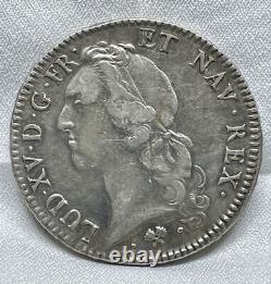 1770 L France Louis XV Silver Écu, OBV. Louis XV left Mint Mark L Bayonne XF