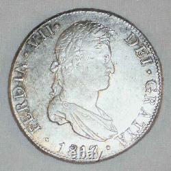 1817 Ferdinand VII Of Spain Large Silver Coin Bolivia 8 Reales Mint Mark PTS XF+