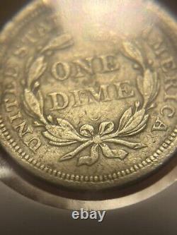 1854 o Seated Liberty Dime, Faint Mint Mark, XF