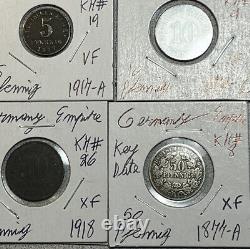 1874 1918 Germany Empire 1 Pfennig to 1 Silver Mark F AU 24 Coin Lot