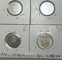 1874 1918 Germany Empire 1 Pfennig to 1 Silver Mark F AU 24 Coin Lot