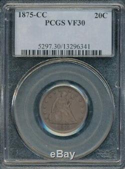 1875-CC Twenty Cent Piece 20C PCGS VF 30 Carson City Mint Mark! Older Holder