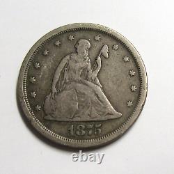 1875 S Twenty Cent Piece 20c RARE Silver Circulated Full Date & Mint Mark #63