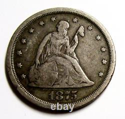 1875 S Twenty Cent Piece 20c RARE Silver Circulated Full Date & Mint Mark #63