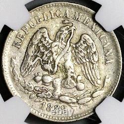 1889-Pi NGC XF 40 Mexico 25 Centavos Potosi Over Mint Mark Silver Coin 23022403C