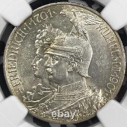 1901-A Germany Prussia 2 Mark NGC MS62 Lot#G4698 Silver! Nice UNC! KM#525