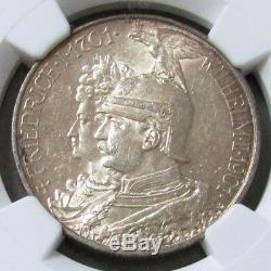 1901 A Silver Prussia German State 5 Mark Bicentennial Coin Ngc Mint State 64
