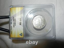 1903-J ANACS MS 64 Germany 1 Mark Scarce Hamburg Mint NGC POP 1/1