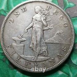 1903-S 1 Peso CHOP MARK Philippines US San Francisco Mint Silver Coin One USA