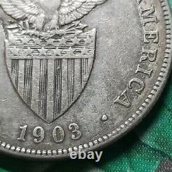 1903-S 1 Peso CHOP MARK Philippines US San Francisco Mint Silver Coin One USA