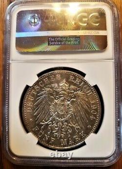 1904 German States Hesse Darmstadt 5 Marks NGC MS 63 40,000 Minted