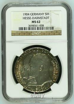 1904 Germany Hesse-Darmstadt Silver 5 Mark NGC Mint State MS 62 KM 373