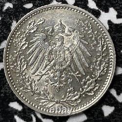 1908-D Germany 1/2 Mark Lot#JM4283 Silver! Key Date! High Grade! Beautiful
