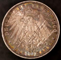 1909 PRUSSIA KINGDOM Germany WILHELM II Silver 3 Mark TONED Coin LOT AA-4658