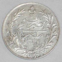 1911 Egypt Silver Coin 10 Qirsh Ottoman Sultan Muhammad V Mint Mark H Toned XF++
