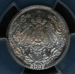1913-E Germany 1/2 Mark Wilhelm II (Toned!) PCGS MS65