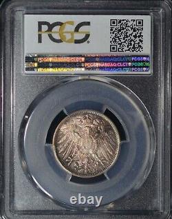 1914-D German Empire Silver Mark, Munich Mint PCGS MS67 Beautifully Toned