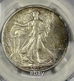 1917-D Walking Liberty 50c PCGS AU 53 Silver Half Dollar Reverse Mint Mark