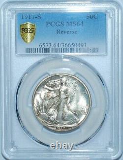 1917 S PCGS MS64 Reverse Mint Mark Walking Liberty Half Dollar