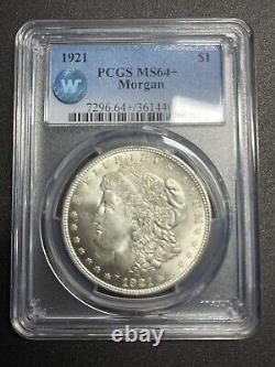 1921-P (No Mint Mark) Morgan Silver $1 Dollar Coin PCGS MS 64+ (Sight White)