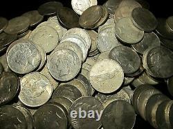 1922-1926 US $1 Silver Peace Dollars, Mixed Dates & Mint Marks, F+, LOT OF 50