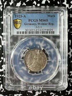 1925-A Germany 1 Mark PCGS MS65 Lot#G1589 Silver! Gem BU