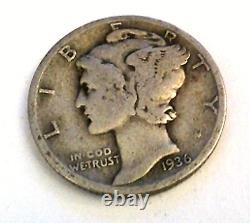 1936 (P) No Mint Mark Dime 90% Silver 10c US Coin Collectible FREE SHIPPING