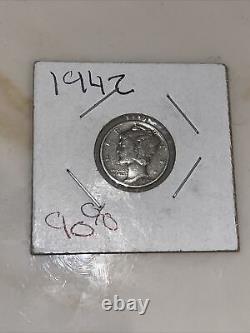 1942 Mercury Dime, 90% Silver No Mint Mark