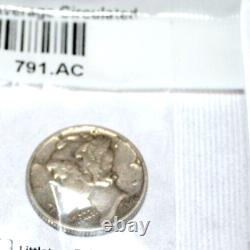 1942 Mercury Silver Dime (No Mint Mark) Littleton Coin Co. Very Good Condition
