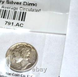 1942 Mercury Silver Dime (No Mint Mark) Littleton Coin Co. Very Good Condition