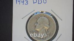 1943 DDO Washington Quarter Coin Currency Money Silver Ungraded US No Mint Mark