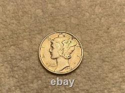1943 Mercury Silver Dime Coin No Mint Mark Good Clean Condition