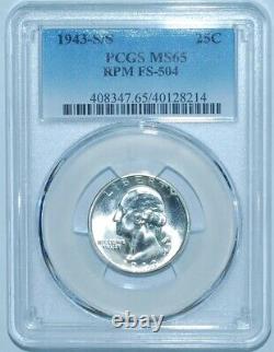 1943 S/S PCGS MS65 FS-504 RPM Repunched Mint Mark Washington Quarter