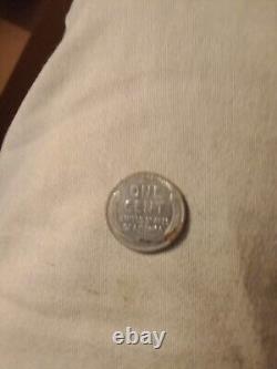 1943 Silver Steel Wheat Penny, Mint Mark D, Magnetic