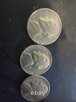 1964 5C Jefferson Nickel quantity3 Circulated Silver/1 with mint mark other 2 w