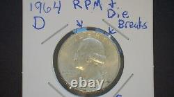 1964 D Silver Washington Quarter Repunched Mint Mark RPM & Die Break Errors