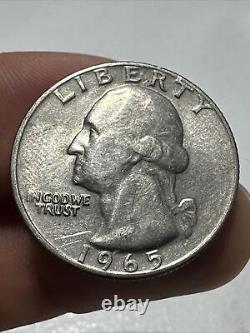 1965 Liberty Quarter No Mint Mark Error Lettering Slant Error On Back A Of USA