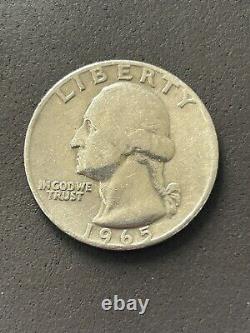 1965 Washington Quarter No Mint Mark Error Rare (Circulated) Good Condition