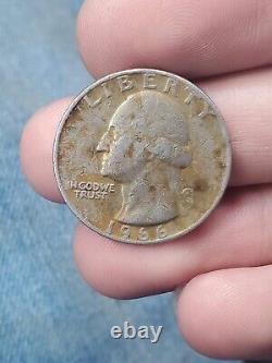 1966 Quarter No Mint Mark Needs Shining, Filled in A & other small flaws