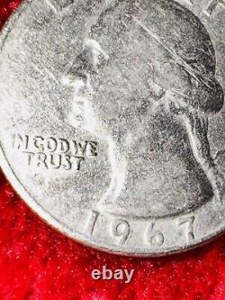 1967 Quarter No mint mark, Rim Lining Error Letter Errors
