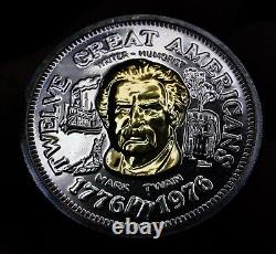 1976 Mark Twain 12 Great Americans Letcher Mint Silver Gold art bar round C1653