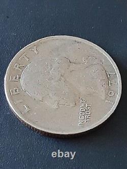 1977 Rare Quarter No Mint Mark, Error Off Cut Edges, Uncertified 1977