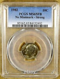 1982 No Mintmark Strong PCGS MS65 FB Roosevelt Dime No P Full Bands