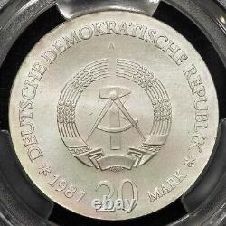1987-A DDR East Germany 20 Mark Silver Coin Berlin Mint City Seal PCGS MS-67