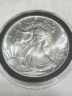 1987 American Silver Eagle 1oz Fine Silver NO MINT MARK DOLLAR