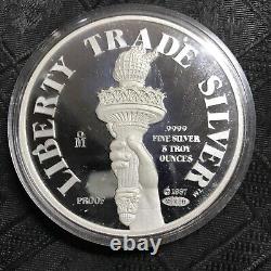 1987 MTB LIBERTY TRADE SILVER 5oz PROOF ROUND Casa de Moneda Mexico mint mark