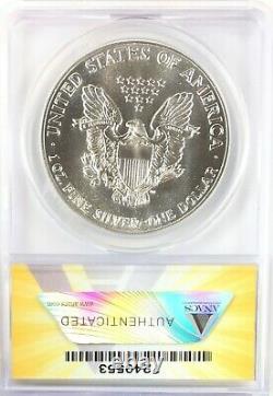 1987 (S) American Silver Eagle $1 Gem Uncirculated ANACS MS70 NO MINTMARK